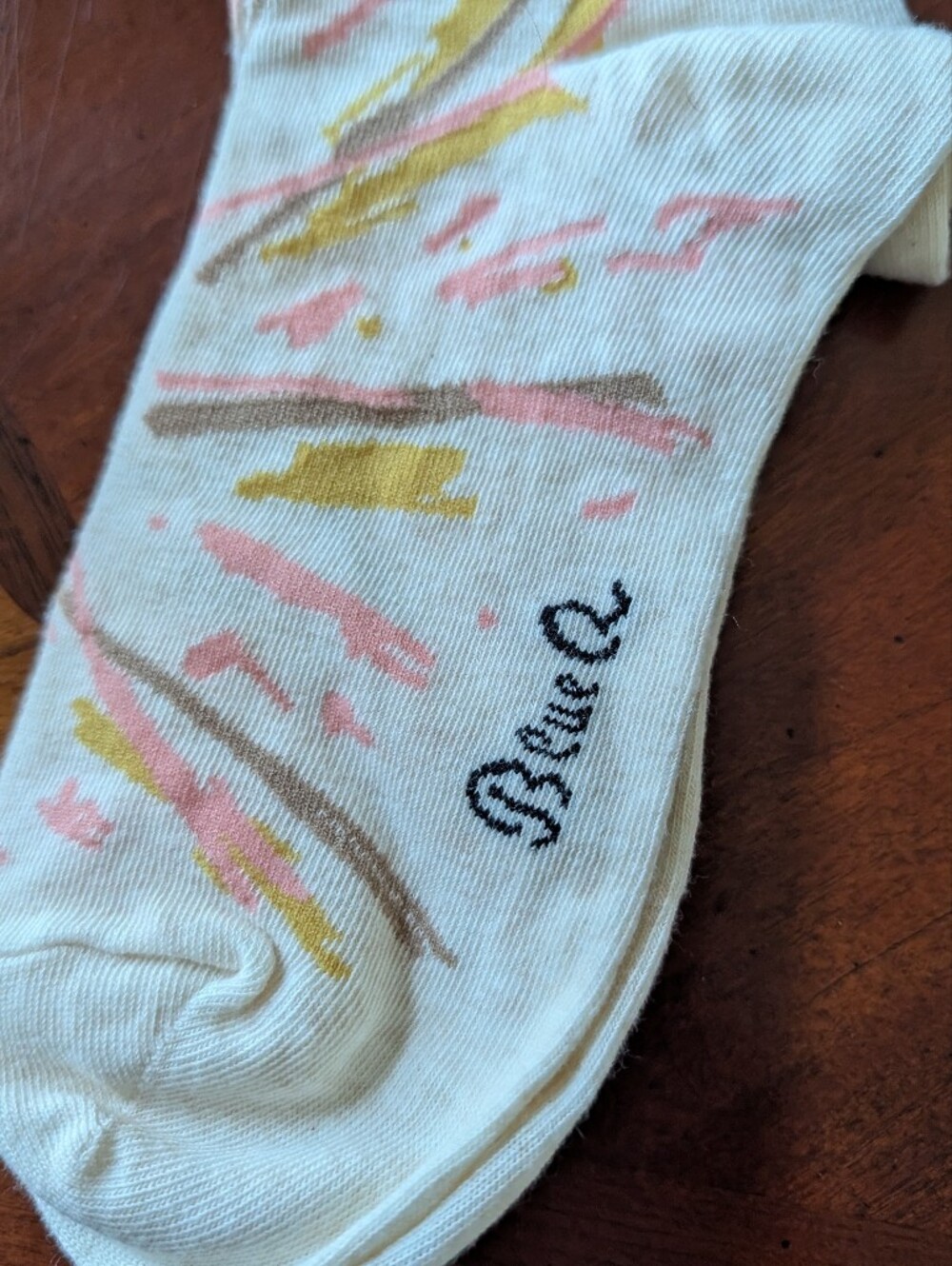 Blue Q Multicolor Striped & Text Crew Socks - Pink, Green, Blue, Yellow - Picture 10 of 10